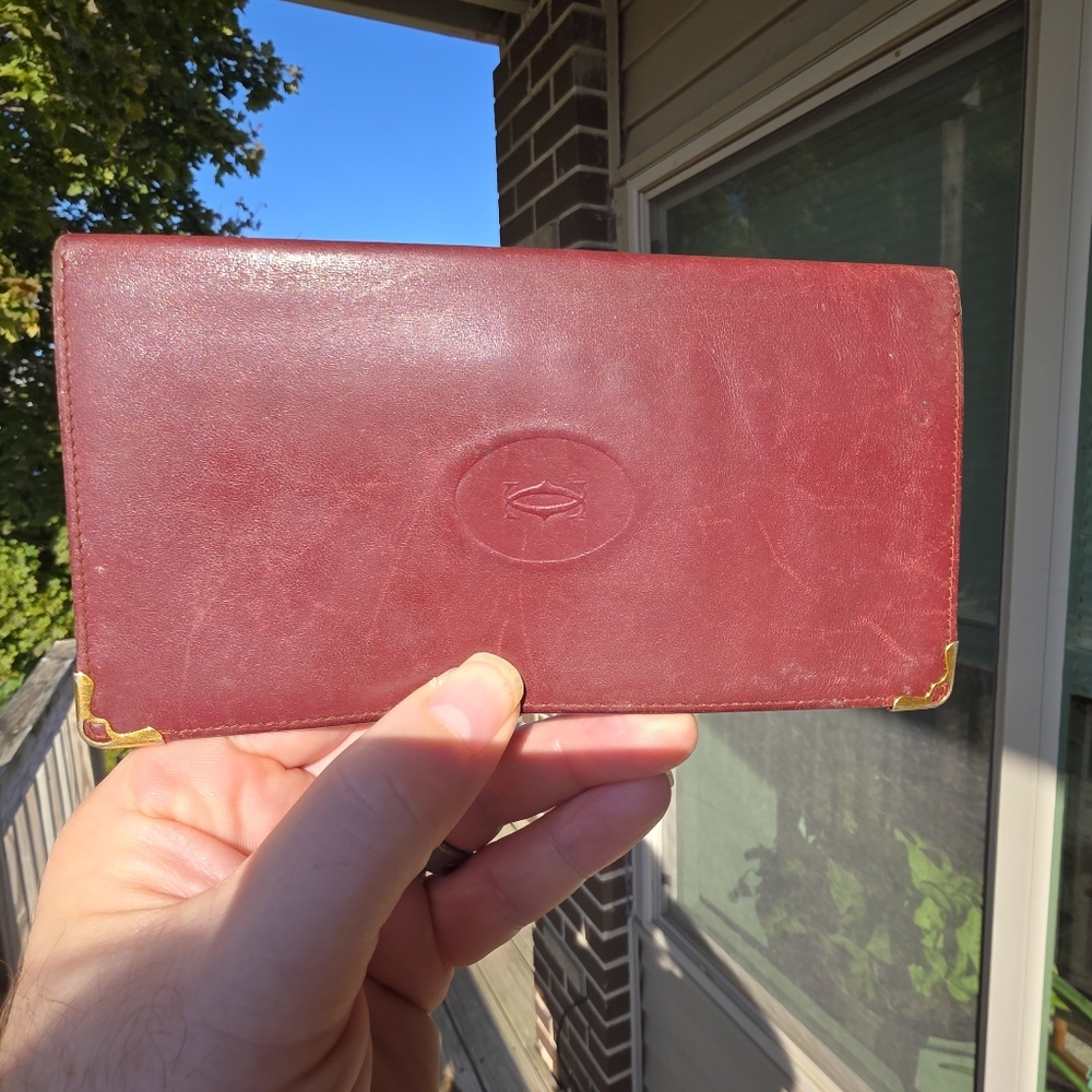 Cartier Maroon Wallet with Gold Details